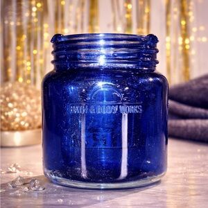 Bath & Body Works Blue Glass Candle Jar Tea Candle Holder Cobalt Blue